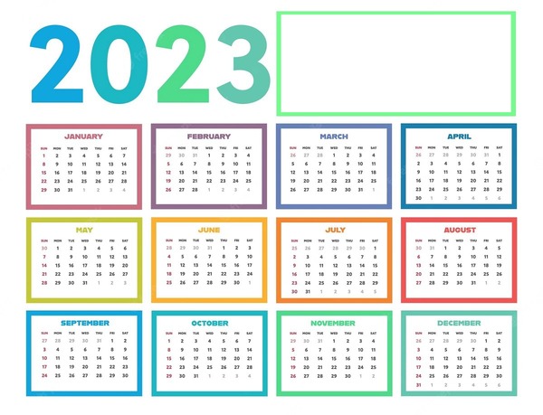 calendario 2023. Fotomontaggio