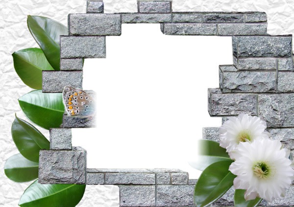 Mur de pierre-fleurs-nature Fotomontaggio