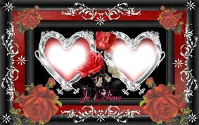 2 coeurs avec des roses rouges Fotomontagem