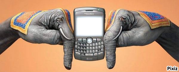 Deux mans, deux elephants avec BlackBerry Fotomontagem