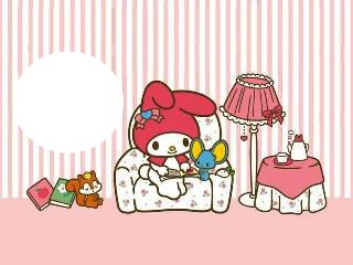 My Melody Reading Photo frame effect