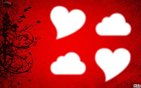 fond rouge coeur avec nuage Photo frame effect
