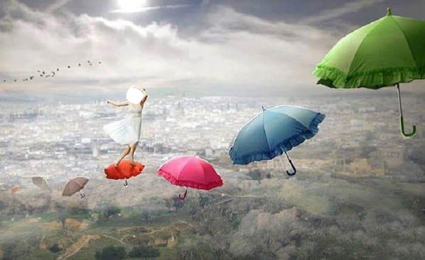 parapluie ds le ciel Fotomontaggio