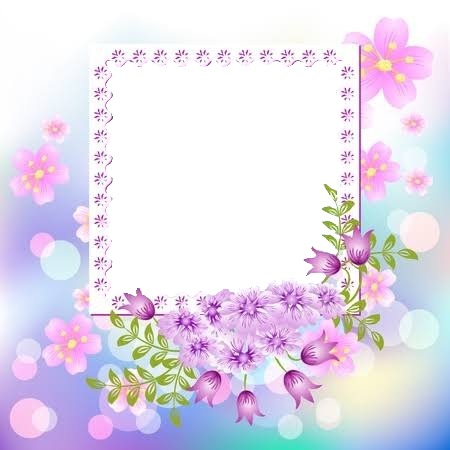 marco y flores lila. Fotomontagem