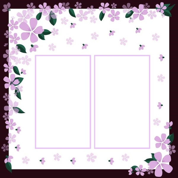 florecillas lila, collage 2 fotos. Fotomontagem