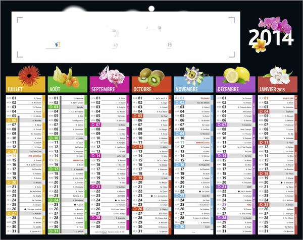 Calendrier  2014 Photo frame effect