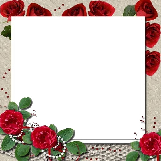 marco y rosas rojas. Фотомонтаж
