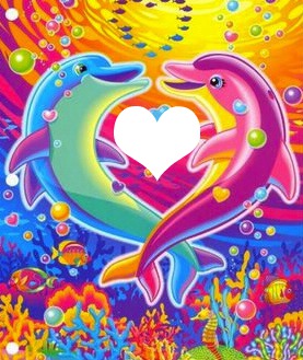Rainbow Dolphin heart frame Photo frame effect