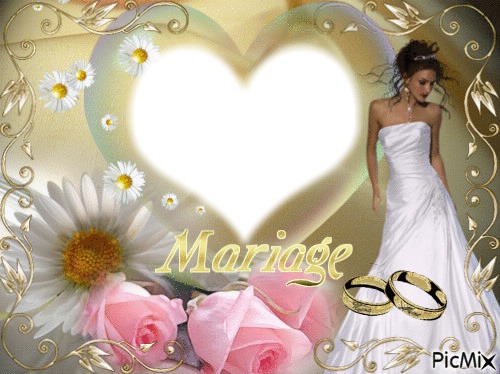 cadre mariage  coeur Fotomontāža
