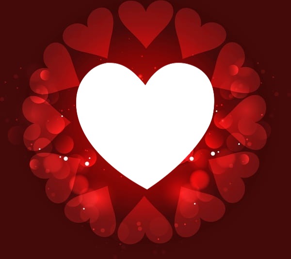 Amor entre corazones, rojos, 1 foto Photomontage