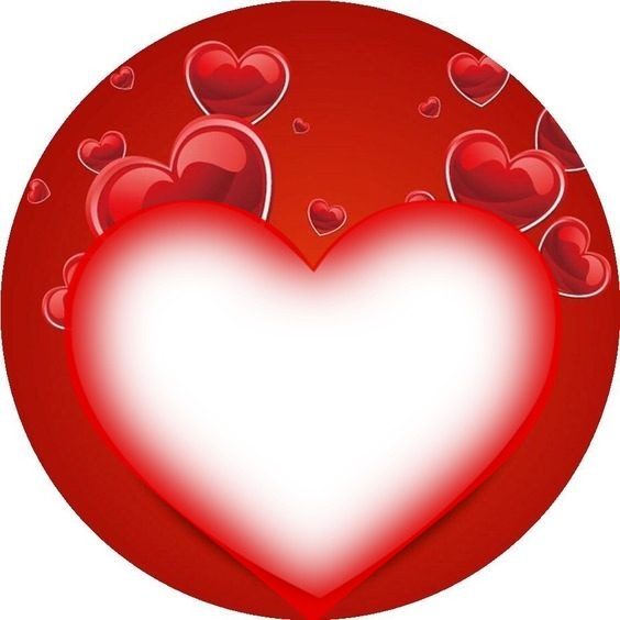 corazón dentro de circulo con corazones rojo, 1 foto. Fotomontagem