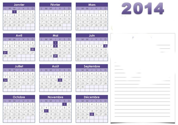 calendrier 2014 Montage photo