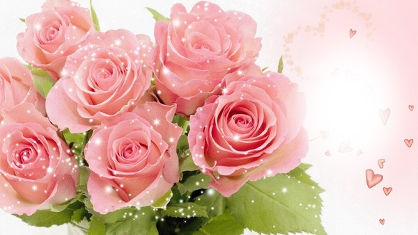 Rózaszín rózsa csokór Fotómontázs