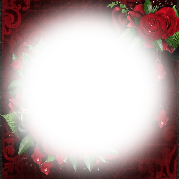 red roses circle frame Φωτομοντάζ