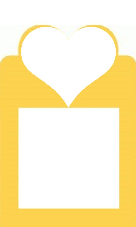 marco y corazón, fondo amarillo. Fotomontage