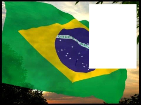 Brazil flag flying Photo frame effect