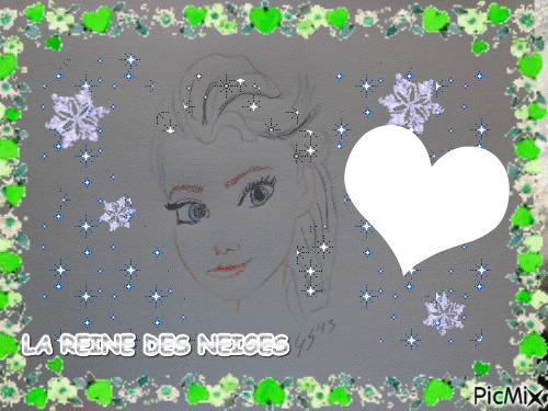 la reine des neiges avec coeur dessin fait par GINO GIBILARO Montage photo