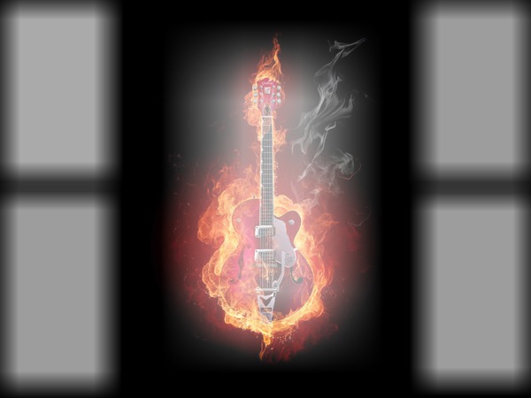 gitarre in flammen Photo frame effect