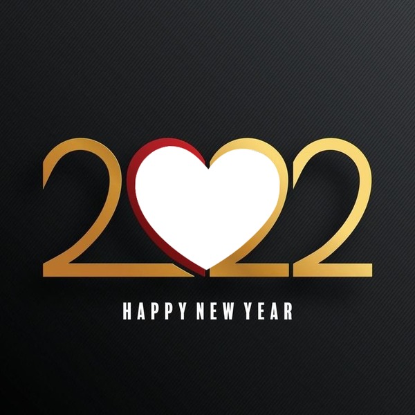 Happy New Year 2022, corazón, 1 foto Фотомонтаж
