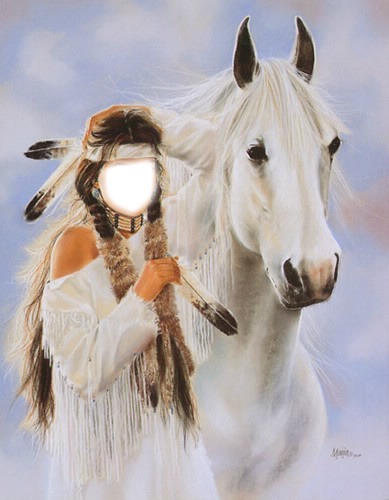 indienne et son cheval フォトモンタージュ
