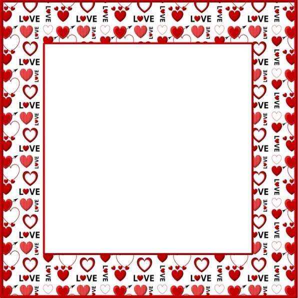Love, letra y corazones rojo. Fotomontage