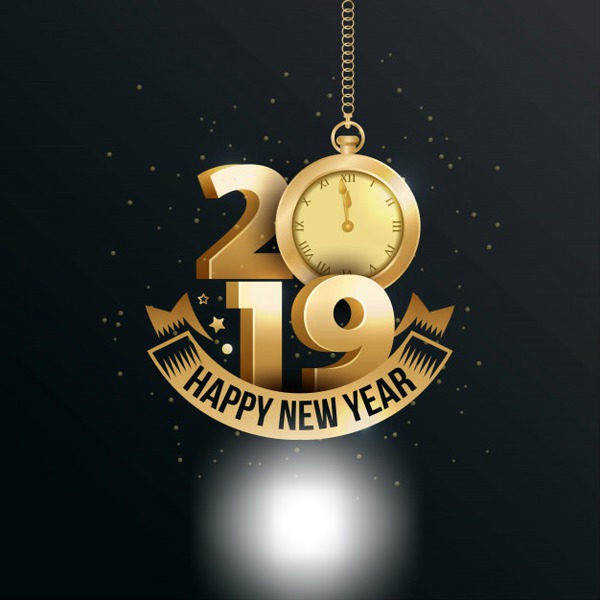 2019 HAPPY NEW YEAR Photo frame effect
