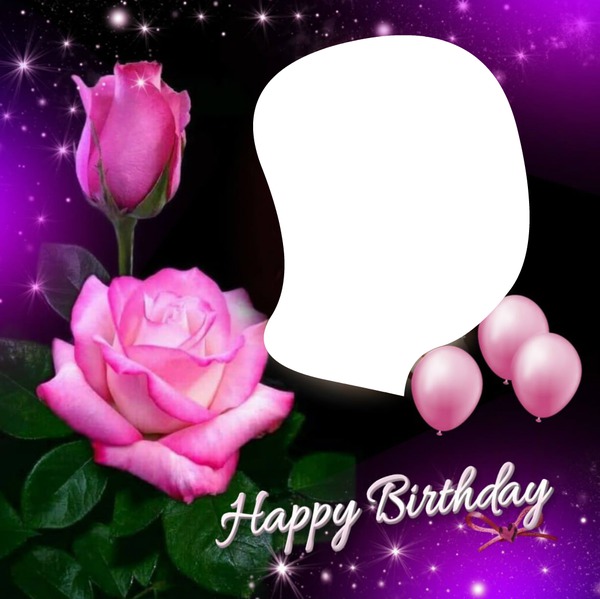 imagen de cumpleaños con rosa Fotomontagem