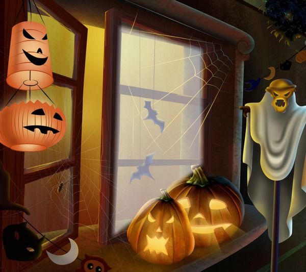 Halloween "am Fenster" フォトモンタージュ