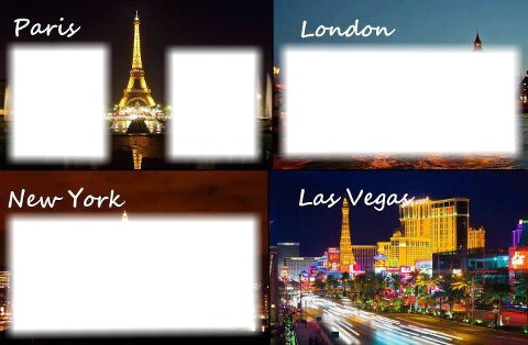 Paris Londre NewYork Las Vegas Fotomontage