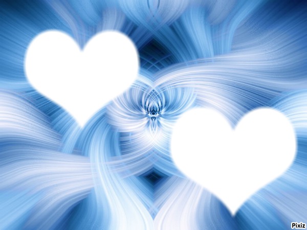 coeur sur bo fond bleu Photomontage