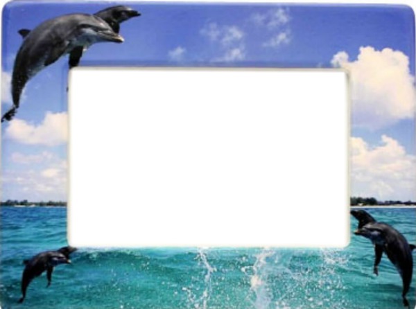 рамка за снимка с пейзаж Море и Делфини Фотомонтаж