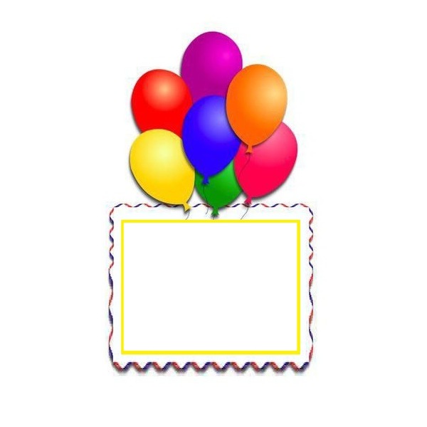 cartel cumpleaños, globos de colores. Fotomontagem
