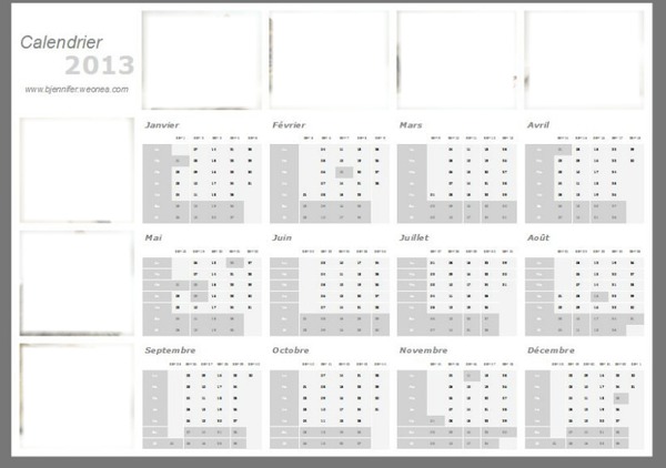 Calendrier   2013 Photo frame effect