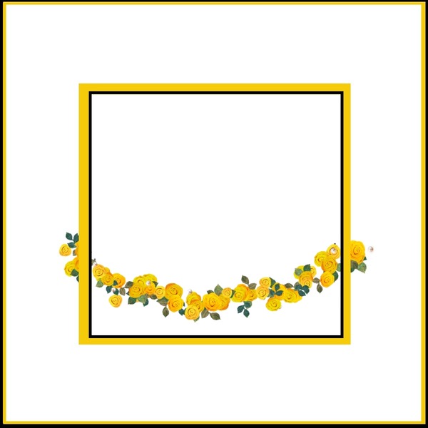 marco y flores amarillas. Montaje fotografico