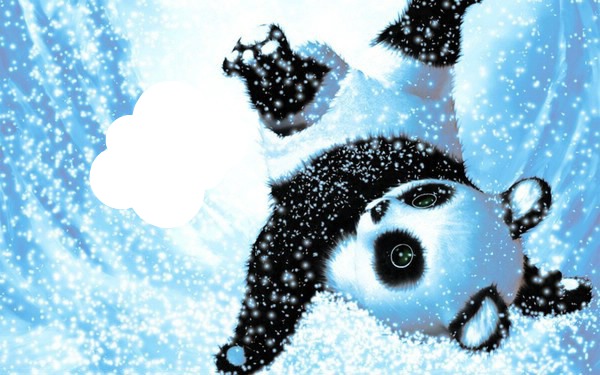 panda dans la neige フォトモンタージュ