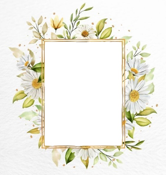 marco y flores blancas. Fotomontagem