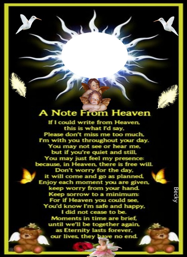 a note from heaven Photo frame effect