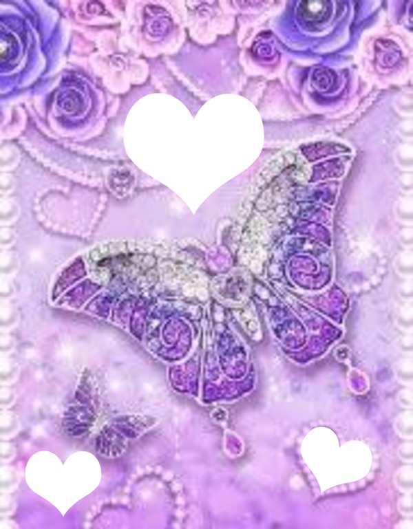 Flower and purple butterfly フォトモンタージュ