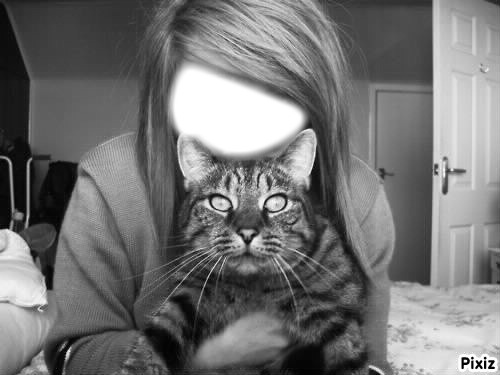 Une fille et son chat Photo frame effect