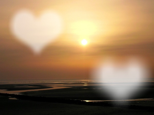 Deux coeurs battant au soleil couchant Фотомонтаж