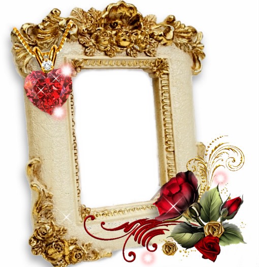 Cc cuadro dorado con rosa y diamante Photo frame effect