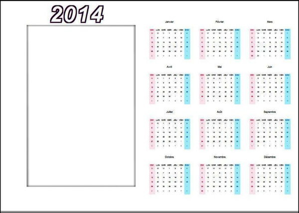 Calendrier 2014 Photo frame effect