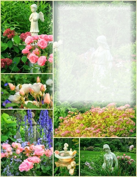 Cadre avec roses et anges Photomontage