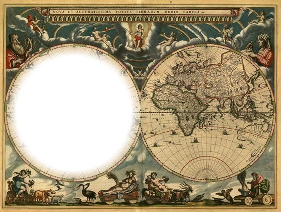 Mappe-monde-carte ancienne Valokuvamontaasi