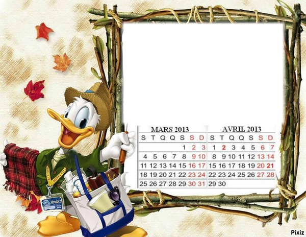 CALENDRIER MARS AVRIL 2013 Fotomontage