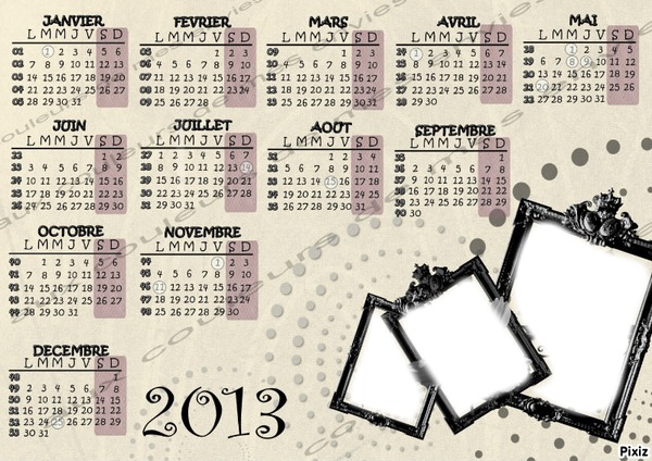 Calendrier 2013♥ Photo frame effect