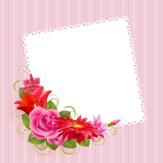 marco rosado y flores. Fotomontage