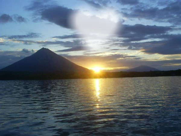 amanecer en el lago san Fotomontaža