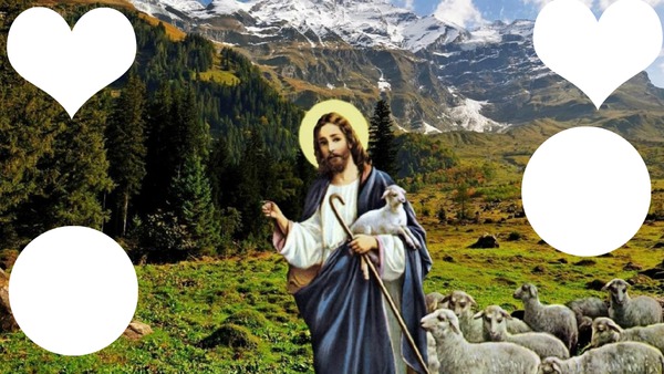 jesus and lambs Photomontage
