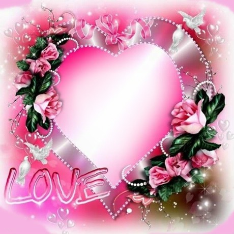 Love corazón con rosas Photo frame effect